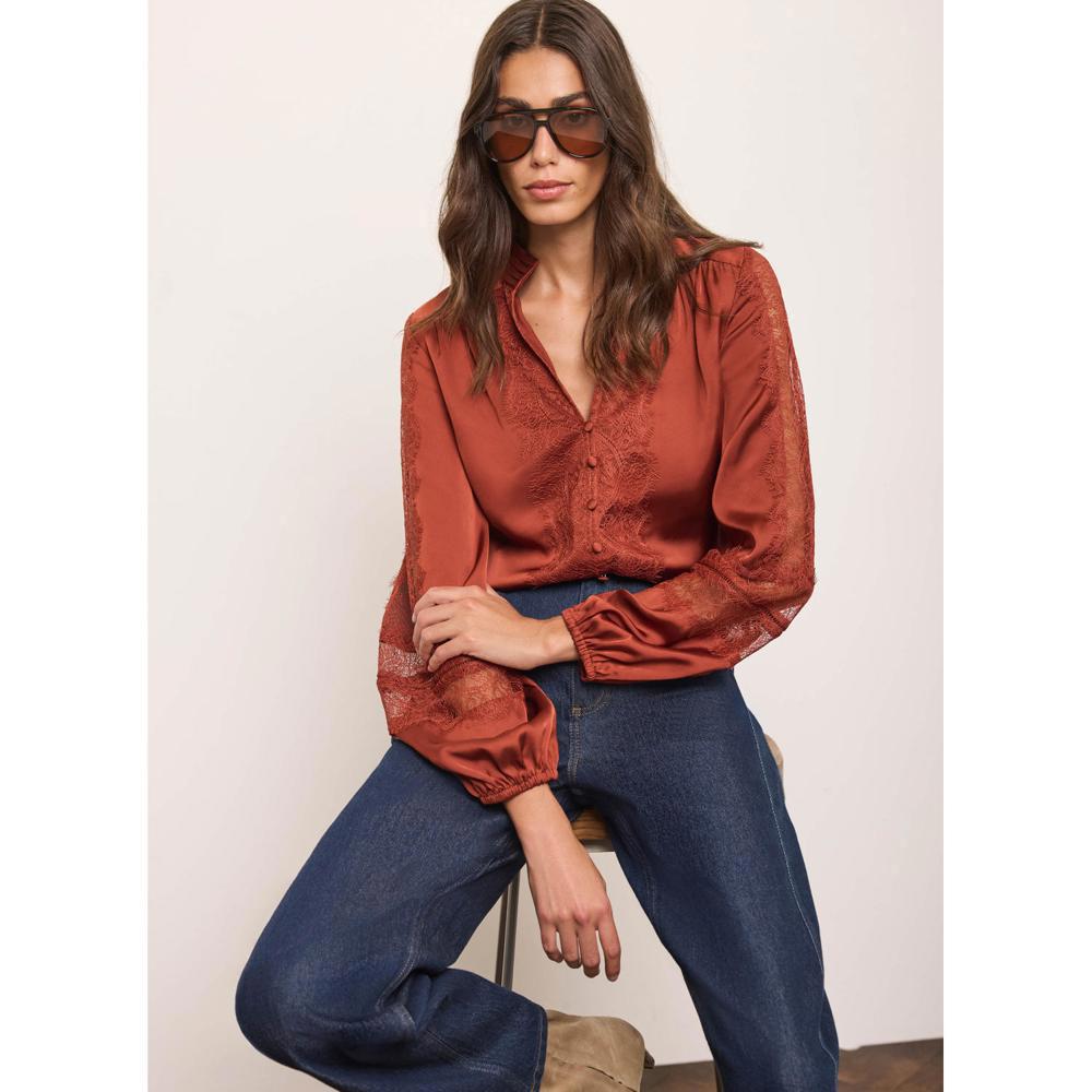 Mint Velvet Satin Lace Detail Blouse